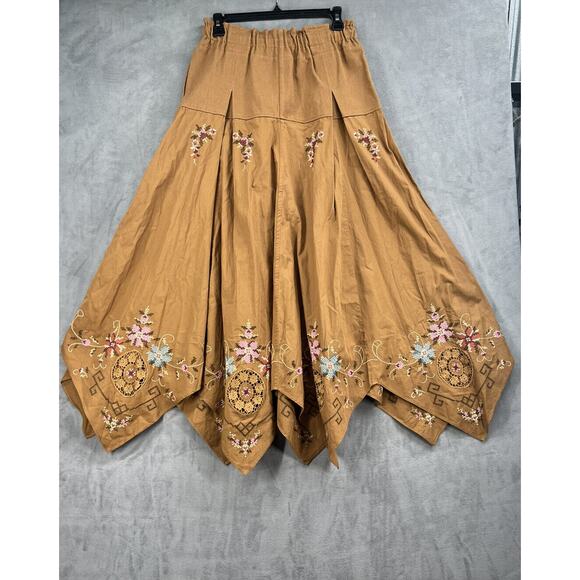 Free People Arielle Maxi Skirt Size XSmall Brown Embroidered Floral - Picture 6 of 14